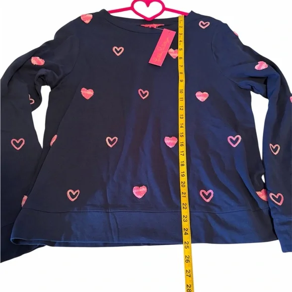 NWT Lilly Pulitzer Rami Long Sleeve Shirt– Navy Wild Heart Chenille Large💗 - Picture 8 of 13